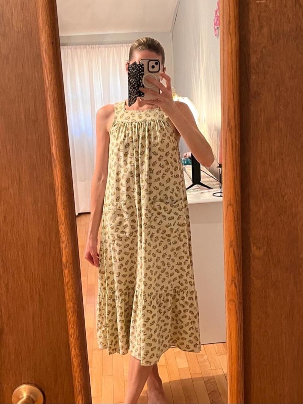 DÔEN Floral Silk Midi Dress